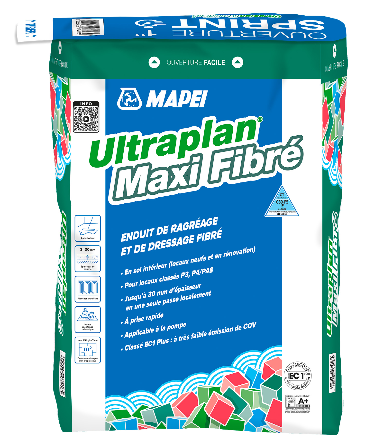 Enduit de ragréage et dressage fibré ULTRAPLAN MAXI FIBRÉ 25kg MB