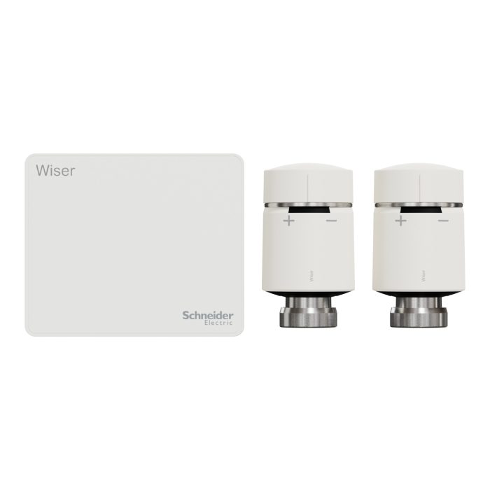 Wiser - KIT VANNES THERMOSTATIQUES CONNECTÉES PASSERELLE WIFI + 2 TÊTES DE VANNE (Génération 2)