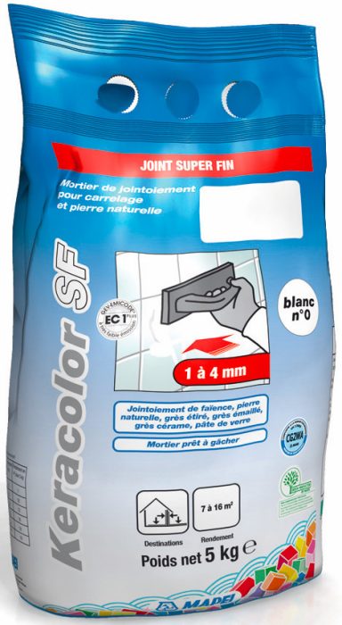 Mortier de jointoiement super fin KERACOLOR SF 100 - BLANC - pour joint jusqu'à 4mm (5kg)