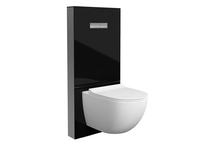 Réservoir caché en verre pour WC suspendu - VITRUS [Noir]